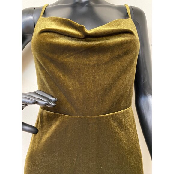 Taylor Women's Olive Petite Cowl Neck Sleeveless MIDI Velvet Dress New With Tag - Picture 2 of 5